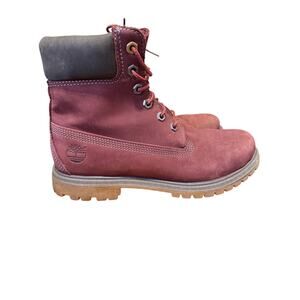 Timberland Women’s 6” Burgundy Leather Lace Up Lug Sole Boots Size 9.5